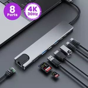 USB-C Hubs Type-C Adapter USB Splitter Hub 4K HDMI Hub USB3.0 for Macbook Air M1 Type C Dock With 8 Ports