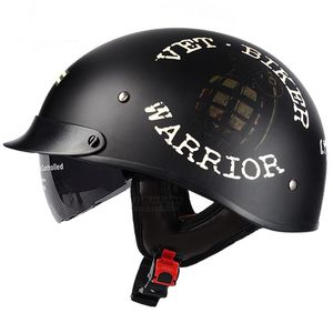 Motorradhelme Schwarz Vintage Helm Offenes Gesicht Halb Retro Moto Casco Capacete Dot Approved Motociclistas Damen