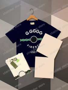 22SS män kvinnor designers t-shirts tee earth brodery brev kort ärm man besättning nacke paris mode streetwear svart vit xs-xl