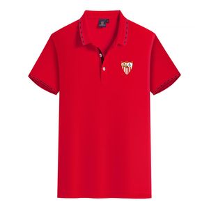 Мужская летняя футболка из чесаного хлопка Sevilla FC для отдыха, профессиональная рубашка с короткими рукавами и лацканами