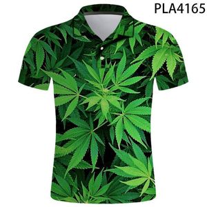 Polos masculinos Leaf 3D Camisa impressa Menas Moda Camisas Streetwear Casual Harajuku Hombres Short Slave ROPA DE HOMBREMEN's Mild's Mild22