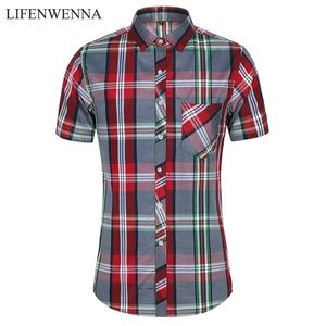 Moda camisa xadrez homens verão casual manga curta camisas mens plus size praia Hawaiian tops blusa masculino 5xl 6xl 7xl 220401