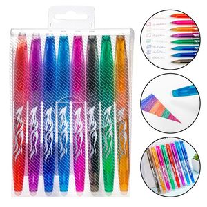 Penne gel 8 pezzi 0,7 mm Penna cancellabile magica Penna a sfera Inchiostro Cancelleria Maniglia retrattile lavabile Asta per la scuola 040199