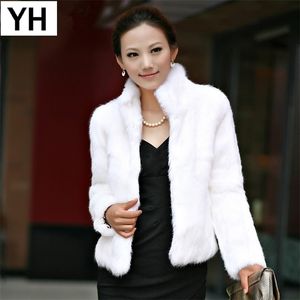 Women Real Coat Natural Overcoat Fashion Slim Thin 100% Full Pelt Genuine Rabbit Fur Jacket 201112