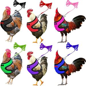 Fashion Chicken Duck Dog Cat Vest Hen Belt Pet Harness Matching Collars Bow Comfortable Leads Breathable Poultry Supplies