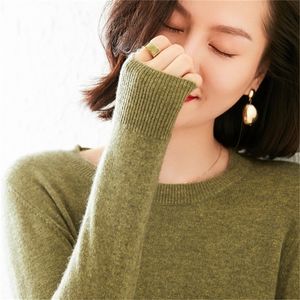 Women Sweater O-neck 100% Pure Goat Cashmere Knitting Pullovers Female Winter Soft Warm Jumpers Long Sleeve Cloth 201221