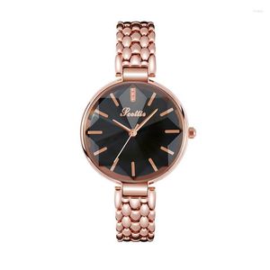 Armbandsur av toppkvalitet Rose Gold Watch Women Scottie Brand Japan Quartz Ladies Shining Cutting Mirror Female Wrist 2022