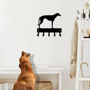 Greyhound - Key Rack Dog Lash Hanger - 9 tum bred/6 tum bred metallväggkonst