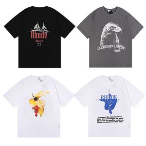 Herren-T-Shirt Rhude T-Shirts mit Adler-Aufdruck, Top für Männer und Frauen, modisches Kurzarm-T-Shirt, Baumwoll-T-Shirts mit Rundhalsausschnitt