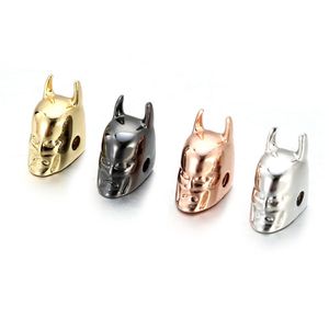 Batman Helmet Space Beads for Jewelry DIY Bracelet Making Fashion Metal Brass Micro Pave Crystal Geometry Alloy Black CZ Rhinestone Accessories