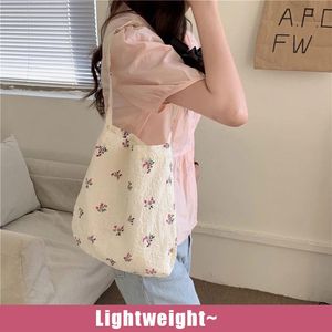Evening Bags Korean Floral Women Fashion Handbag Portable Eco Reusable Cotton Ladies Shopping Bag Student Girls Tote Shoulder BagsEvening