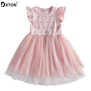 Dxton Kids Summer Dresses for Children Freare Sleeve Tutu Dress Girls Bestidos Girl Princess Dress Kids Costumes G220506