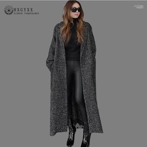 X-long Antumn Winter Herringbone Casual Open Stitch Pockets Loose Wool Jacket Plus Size Cashmere Coat Woman Overcoat Okd5851 Phyl22