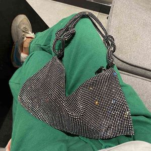 Bling Shiny Crystal Etentje Bruiloft 핸드타 핸드바트 Steentjes Avond 클러치 백 Luxe Designer Schoudertas Bolsa 2022 220509