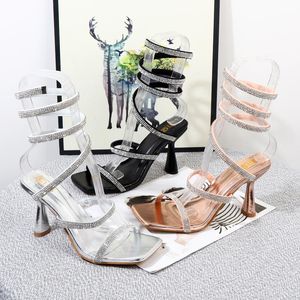 Sandals Spiral Strap High-heeled For Export Plus Size 2022 Summer Fashion Rhinestone Spring Belt Heel Women's SandalsSandals