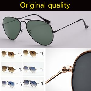 EN Kaliteli Pilot Güneş Gözlüğü Erkek Kadın Moda Gerçek Cam Lens güneş gözlüğü Gafas De Sol Para Hombre Gözlük