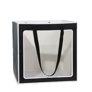 ギフトラップ10PCSポータブル紙袋窓付き花粉包装包装バッグバースデーパーティーボックスギフト用カスタムロゴギフト