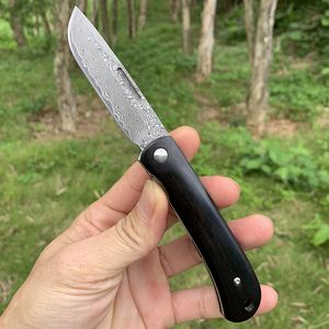 GT962 Składany nóż ostrza Damascus Blade Ebony Hebony Holding Tactical Pocket Noży narzędzia kempingowe