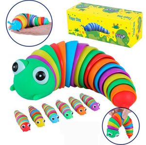 DHL Gratis HotSale Creative Articulated Slug Fidget Toy 3D Pedagogisk Färgglada Stress Relief Gift Leksaker För Barn Caterpillar Toy