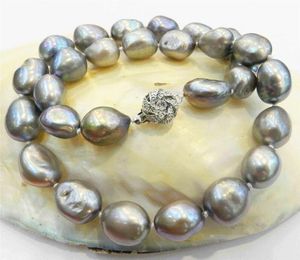 Riesige Graue Perlen großhandel-Echt riesige mm Südseegrau natürlicher Barock Süßwasserperlen Halskette