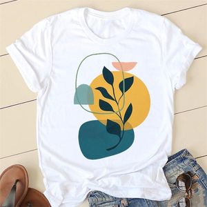 女性植物植物水彩服を着る半袖Tシャツレディースファッション漫画服春夏女性ティーグラフィックTシャツ220628