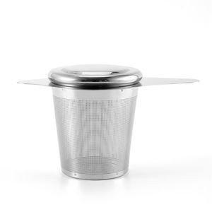 Tea Tools Stainless Steel Loose Tea Infuser Coffee Steeper With Lid Mesh Strainer Herbs Filter Large Capacity XBJK2203