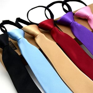 Fashion School Children Neck Tie Solid Color Easy To Wear For Girls Boys Kid Pretied Colorful Adjustable Skinny Necktie Gift 220623