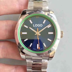 Orologio meccanico da uomo di lusso personalizzato 40 mm lancetta automatica in vetro verde per uomo Orologio da polso di marca orologi svizzeri