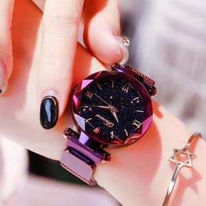 Wristwatches Fashion Watch For Women Elegant Magnet Quartz Buckle Starry Sky Roman Numeral Lady Wristwatch Gift DropWristwatches Hect22