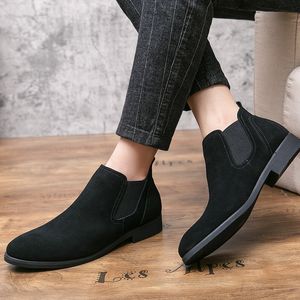 Chelsea Boots Men Shoes Imitation Suede Solid Color Fashion Business Casual Street Daily All-match Retro Set Ankle Boots EUR siz: 38-48