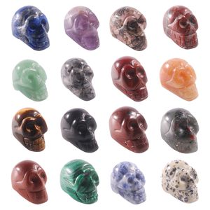 Charms 1inch Natural polido Cristal Skull Mineral Gemstone Ghost Head esculpido Reiki Cura Presente Craft Home Decoration Stone Stotues 10pcs/lote por atacado
