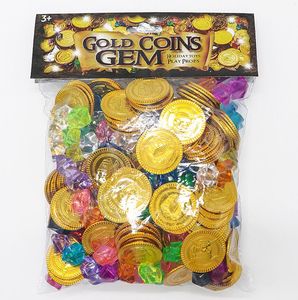 Pirate Gold Coins Gems Halloween Holiday Party Decoration Treasure Goody Jewelery Playset Plastic Game Toy Favors