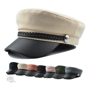 Boinas Olokele Retro Militar Cap para Mulheres Top Hat Summer Top Hat Style Beret Baker Caps Visor Gorras Casquetterets