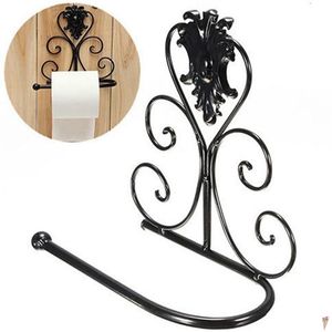 Iron Toilet Roll Bathroom Wall Mount Rack toilet paper holder 1PCS Vintage Black Paper Holder 220611