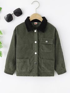 Toddler Boys Borg Collar Flap Pocket Corduroy Coat SHE