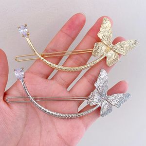 Koreański metalowy motyl perłowy spinki do włosów klipsy mody kucyk barrettes Hair Gray dla kobiet do włosów biżuteria akcesoria