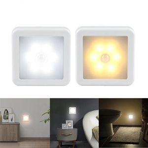 Luce notturna a LED con sensore di movimento Lampada da comodino WC a batteria intelligente per illuminazione domestica del bagno del corridoio della stanza