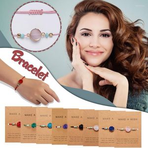 Catena a maglie Make Wish Carta di carta Intrecciata a mano Lucky Red String Bracciale Femme Multicolor Natural Stones For Women Amicizia Gioielli Kent22