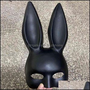 Maski projektanta PVC Easter Bunny Mask Black Sexy Rabbit Ear White Cut Dhmi5