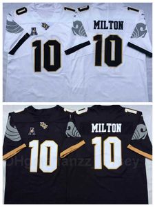 NCAA Football UCF Knights College 10 McKenzie Milton Jerseys Men University of Central Florida Team Black Color White All sömnad andningsbar toppkvalitet till försäljning