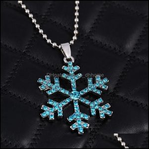 Pendant Necklaces Snowflake Crystal Necklace 3D Movie The Snow Queen Statement Necklac Yydhhome Drop Delivery 2021 Jewelry Pe Yydhhome Dh0Ip