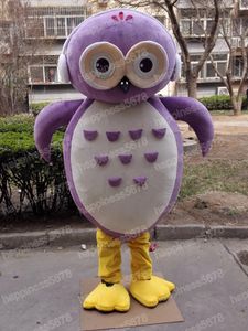 Costumes de mascotte de hibou violet, tenues de personnage de dessin animé d'halloween et de noël, costume publicitaire de carnaval, tenue unisexe pour adultes