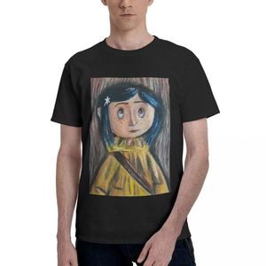 Men's T-Shirts Coraline T Shirt Halloween Haunted Drawings Spooky Cartoon Pure Tshirt Print Cotton Couple Tee O Neck Basic Clothing GiftMen'