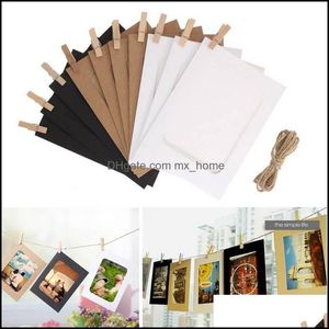 10st Combination Wall Po Frames Diy Hanging Picture Album Party Wedding Decoration Paper POS Frame With Rope Clips 3/4/5/6/7 Drop Leverans