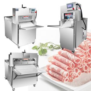 Ticari Dondurulmuş Et Dilimleyici Makinesi Hot Pot Restoran Kanton Koyun Kabar Kabezi Rulo Bacon Ham 0-50mm Ayarlanabilir Dilimleme Makinesi