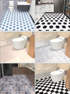 Wholesale tiled showers resale online - Self adhesive peelable floor mats kitchen tile stickers thickened wear resistant non slip waterproof shower decoration stickers