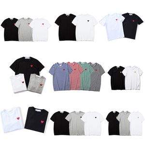 Modisches Herren-T-Shirt mit rotem Herz, Designer-T-Shirt mit rotem Herz, lässige Damenhemden, hohe Qualität, T-Shirts aus Baumwolle, Stickerei, kurze Ärmel, Sommer-T-Shirt