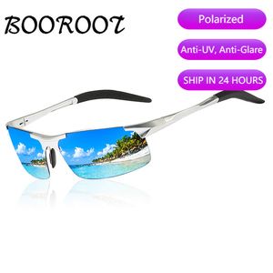 عالي الجودة من الألومنيوم المغنيسيوم الرياضي نظارة شمسية مستقطبة الرجال UV400 مستطيل في الهواء الطلق قيادة الشمس نظارات Booroot 220624