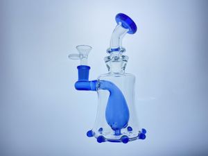 Przezroczysty szklany hookah niebieski platforma olejna filtracyjna 14 mm stawu fabryczna