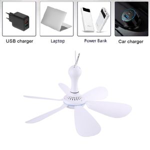 USB Gadgets Premium New 6 Leaves 5V Ceiling Fan Air Cooler Hanging USB Powered 16.5inch Tent Fans for Camping Outdoor Dormitory Home Bed